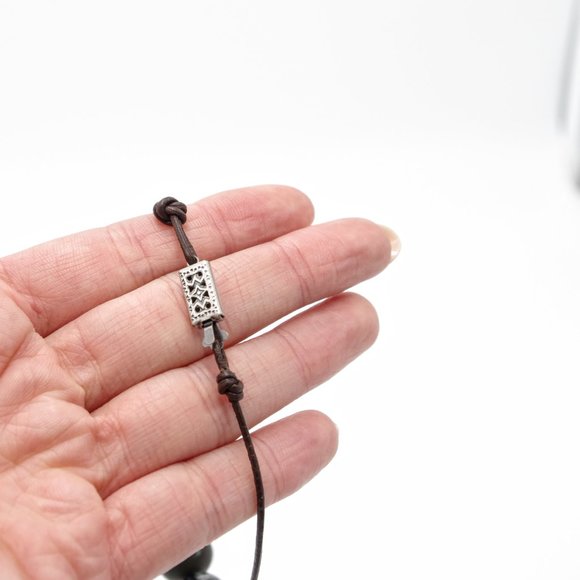 Turquoise Marbled Big Bead Bracelet with Handmade Beads - Picture 3 of 6